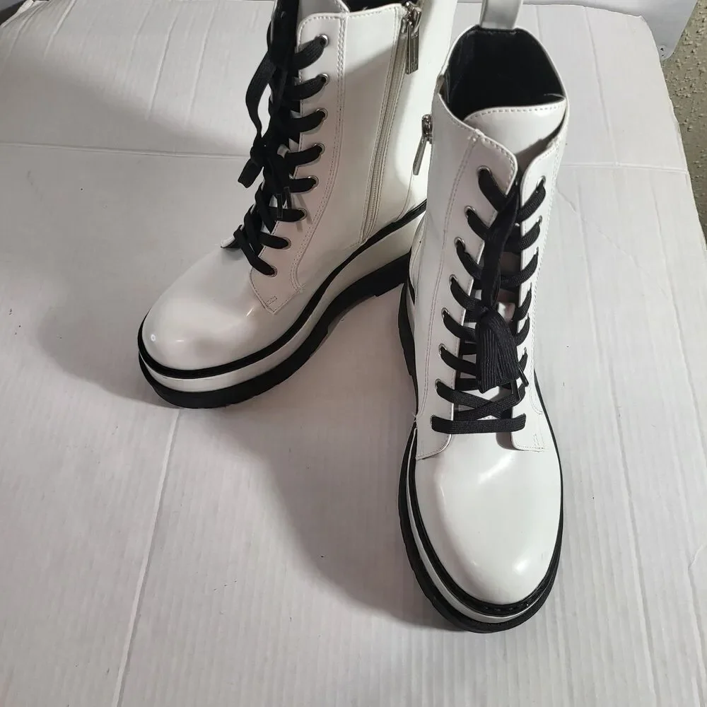 Jessica Simpson Women Imelda Platform Combat Boot White Sz 8 - Picture 4 of 6